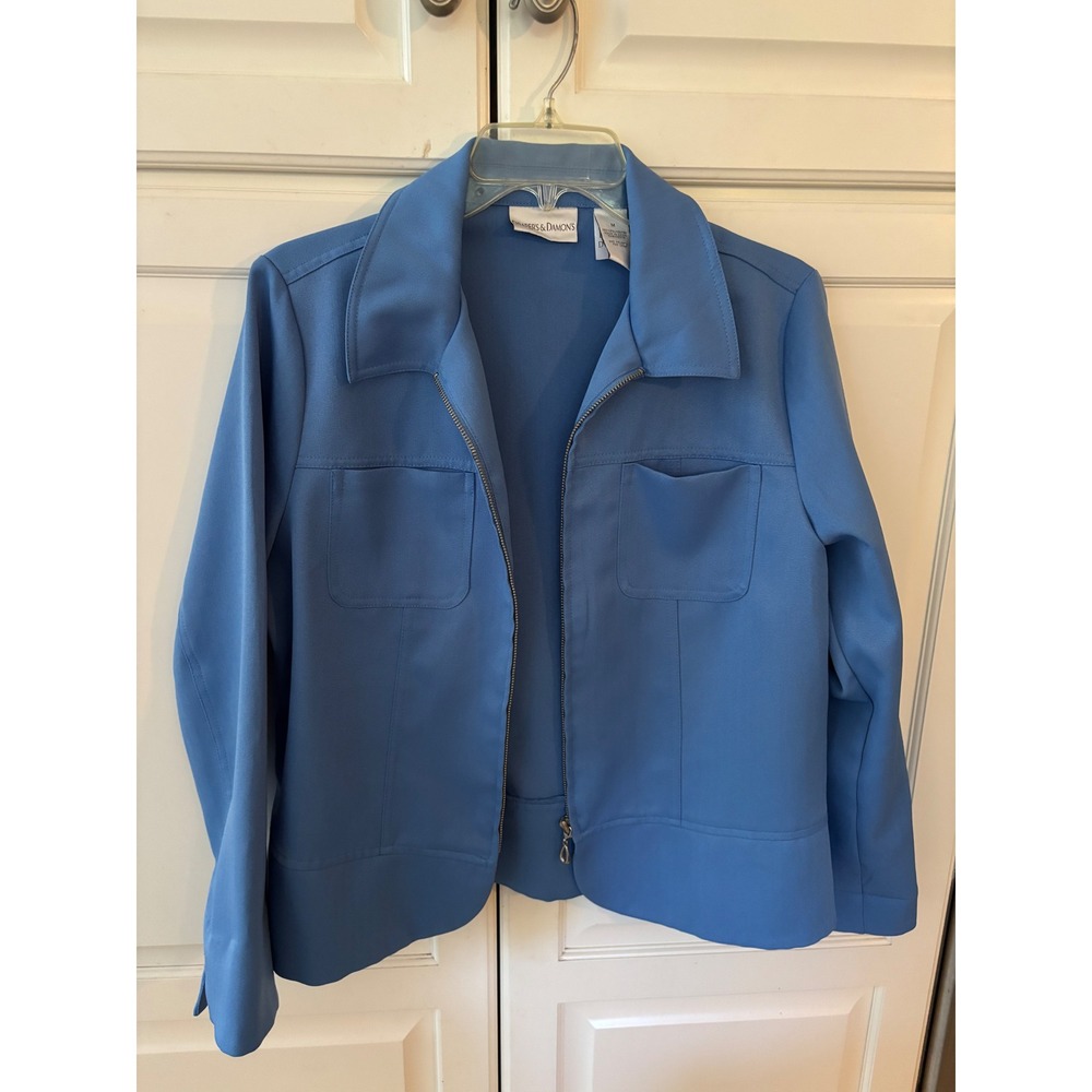 Drapers & Damons Blue Zip Front Collared Jacket Women's Size‎ M